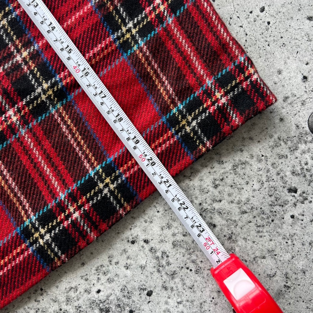 L.L.Bean Plaid Mini Skirt Women 8 Petite Red Wool Nylon Blend Tartan Academic - Picture 6 of 6